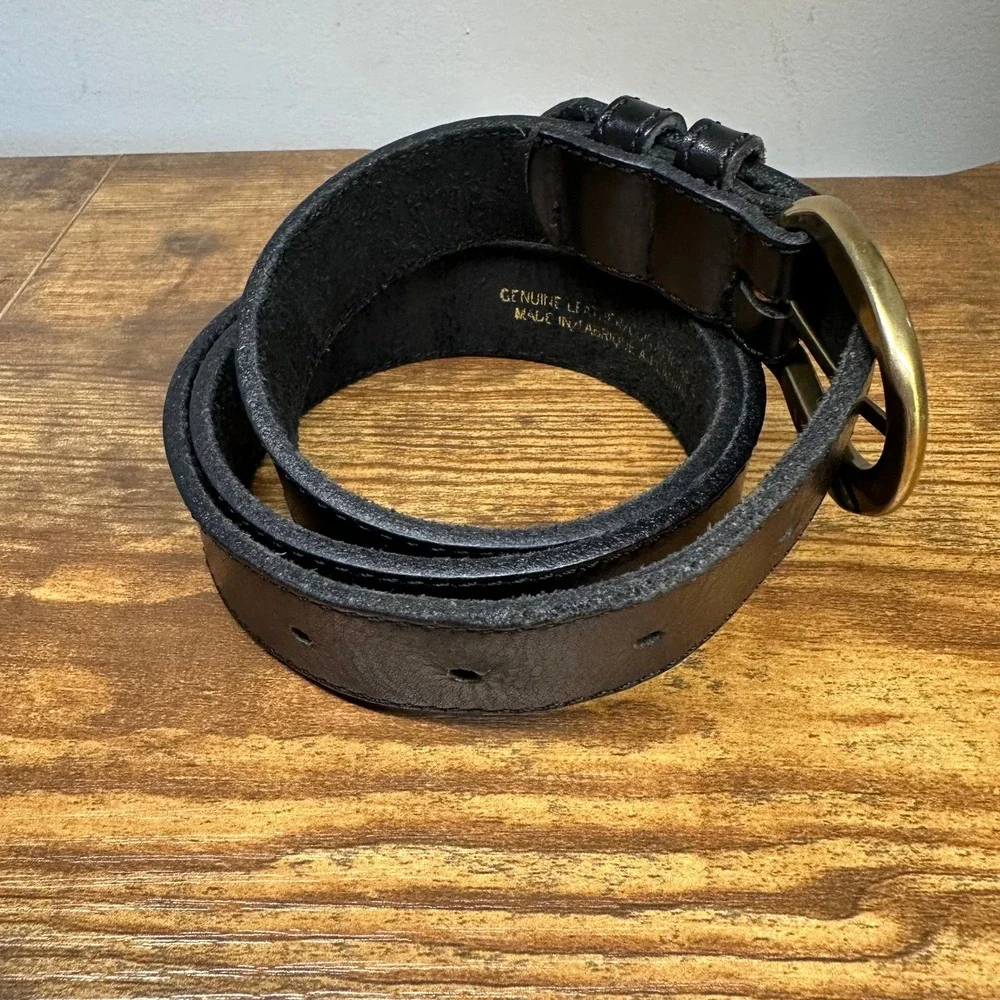 Northern Reflections Mens Black‎ Genuine Leather Belt Solid Brass Buckle Canada